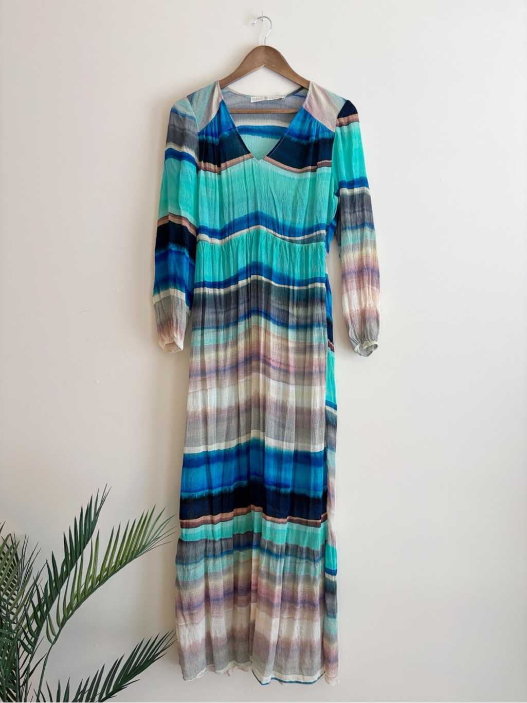 Marie Oliver Luciana Sante Fe Stripe Silk Gauze Maxi Dress Small Resortwear